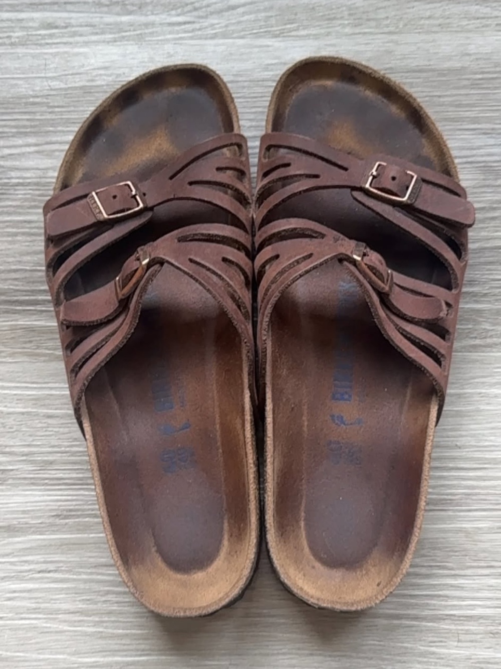 Birkenstock Women's Brown Multi-Strap Slide Sandals with Buckles